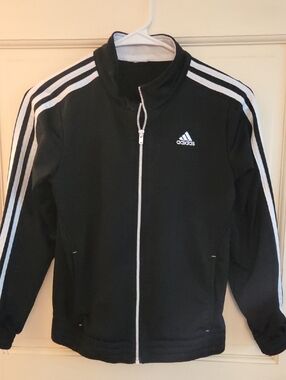 adidas Black Track Jacket with White Three-Stripes